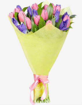Buket tulipana i perunika Image