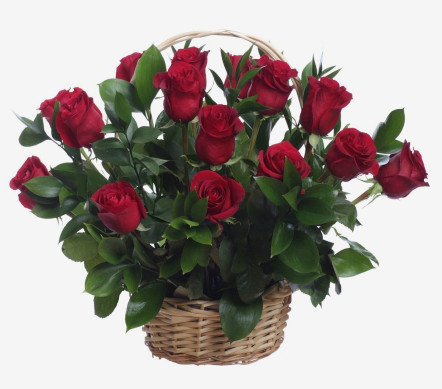 Košarica s crvenim ružama